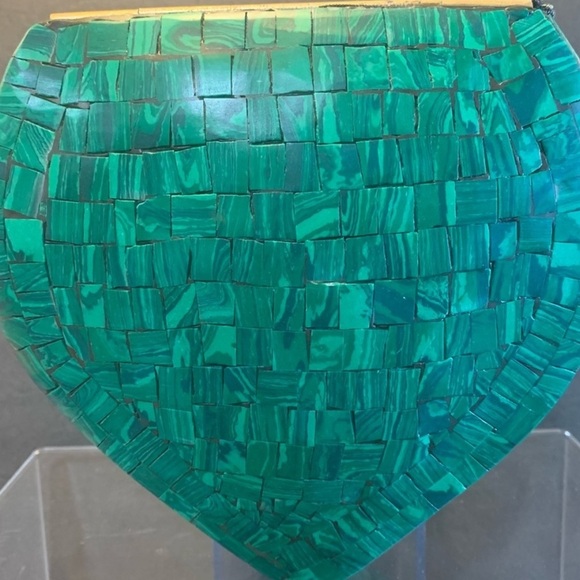 RAMLA HANDMADE Green Mosaic Clutch with Blue, Gold & White Accents NWOT Designer - Picture 3 of 6